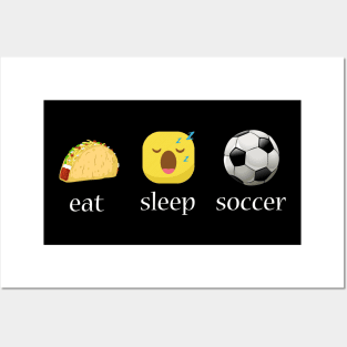 Eat sleep soccer repeat emoji emoticons graphic Posters and Art